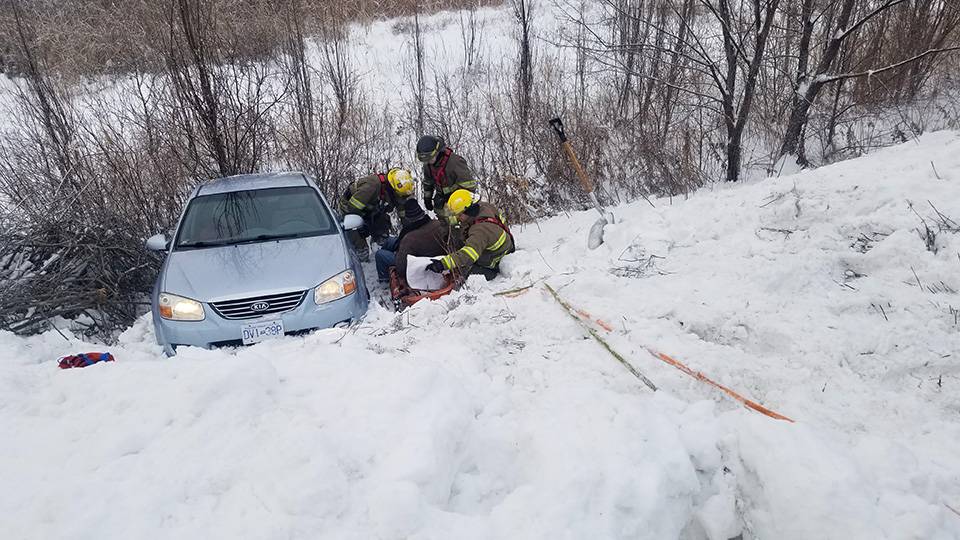 Firefighters rescue couple from ditch