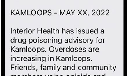 Toxic drug alert texts now available in Interior