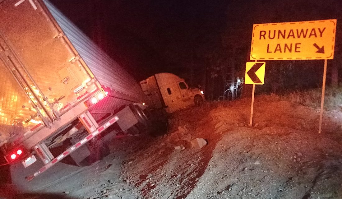 Semi-trailor ditches on Anarchist, campers pitch in runaway