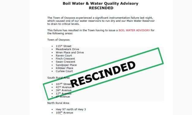Osoyoos rescinds boil water and water quality advisories