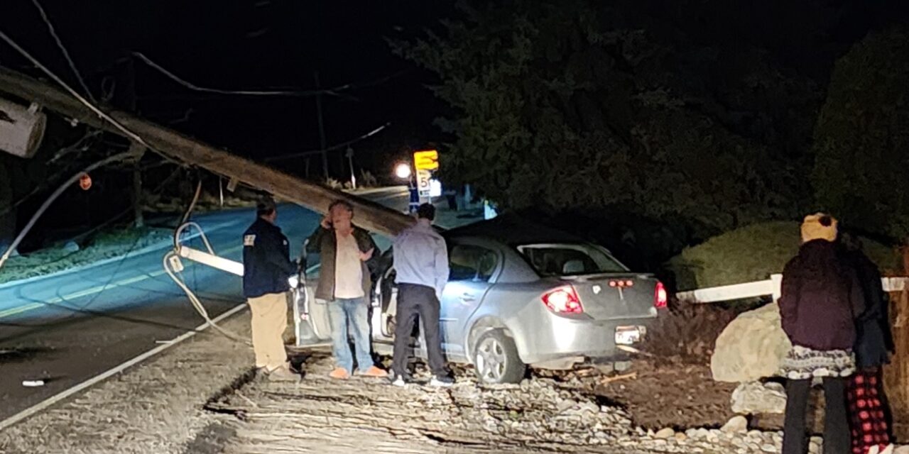 Car takes out power pole on Tucelnuit Drive