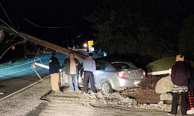 Car takes out power pole on Tucelnuit Drive