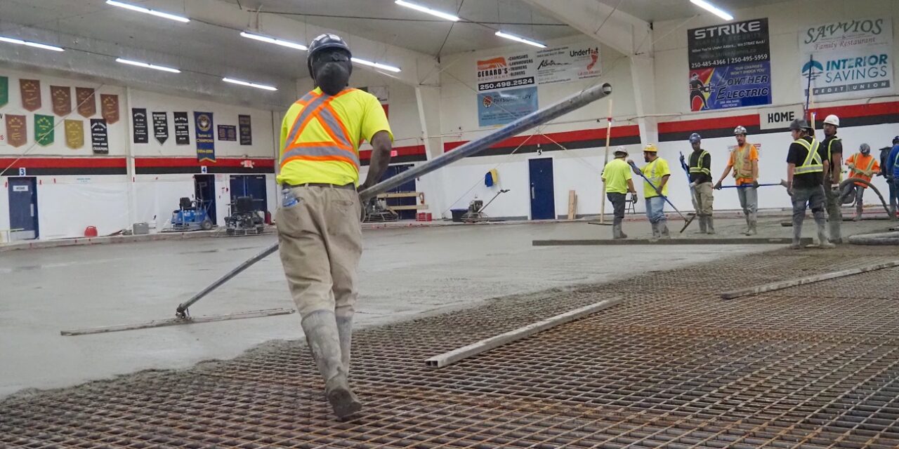 Oliver Arena rehab progresses with pouring of slab