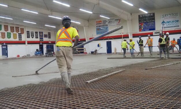 Oliver Arena rehab progresses with pouring of slab