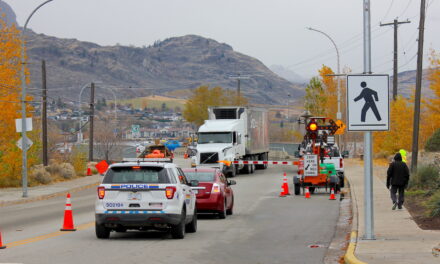 Single lane traffic on Osoyoos Trestle Bridge