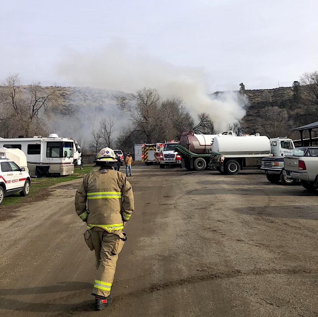 Oliver Fire Department homeless encampment fire