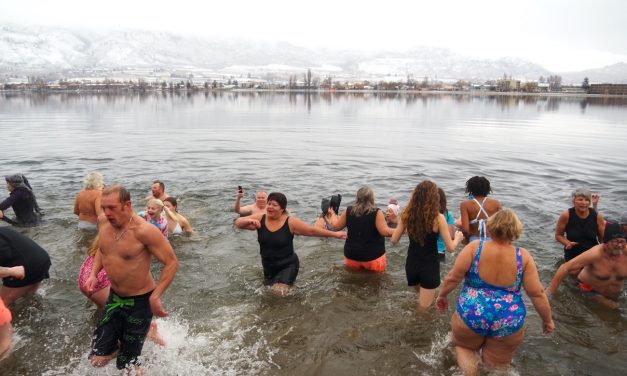 Daring ‘Desert Dippers’ take chilly New Year’s plunge