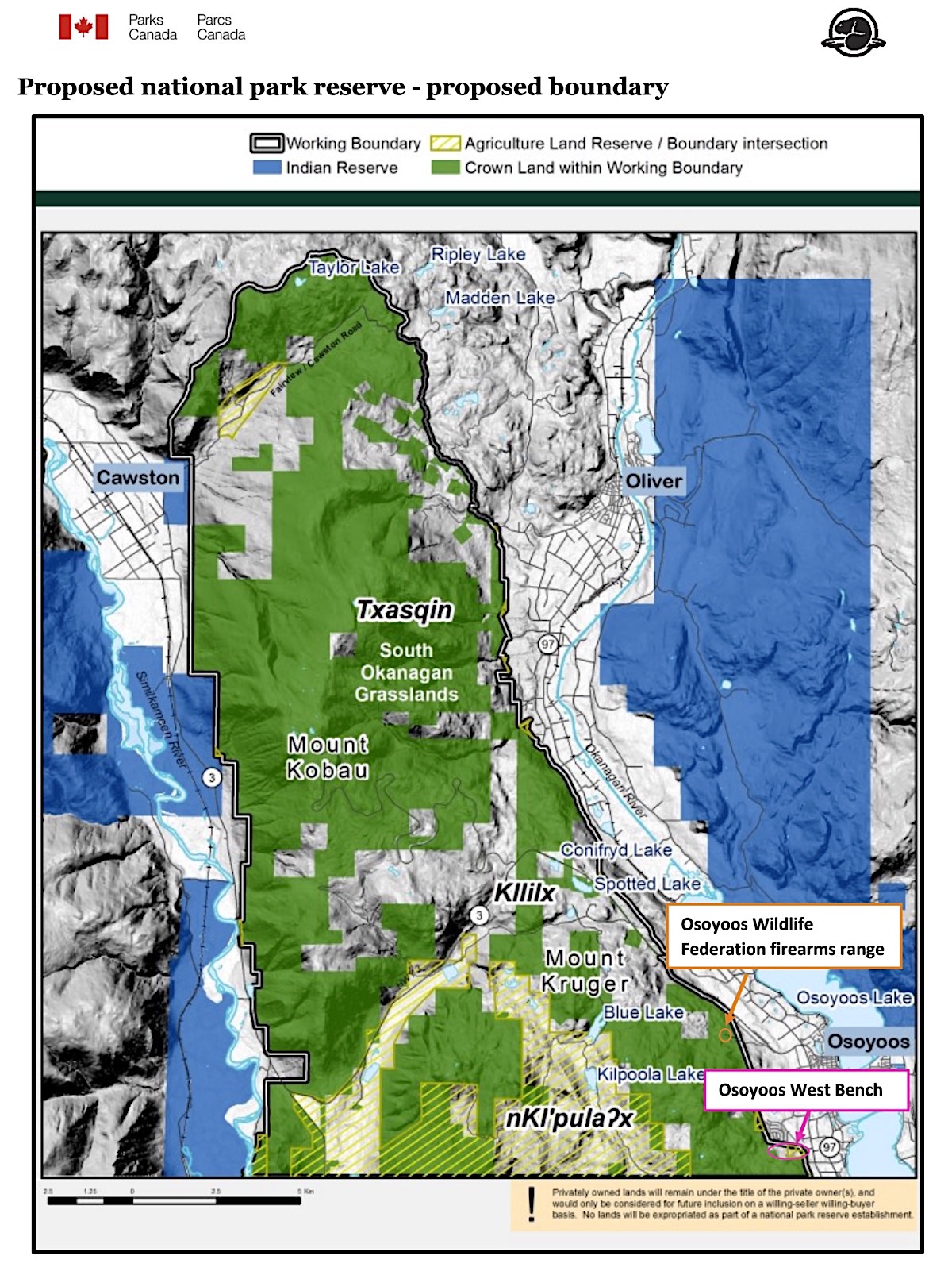 Proposed National Park Reserve boundary map