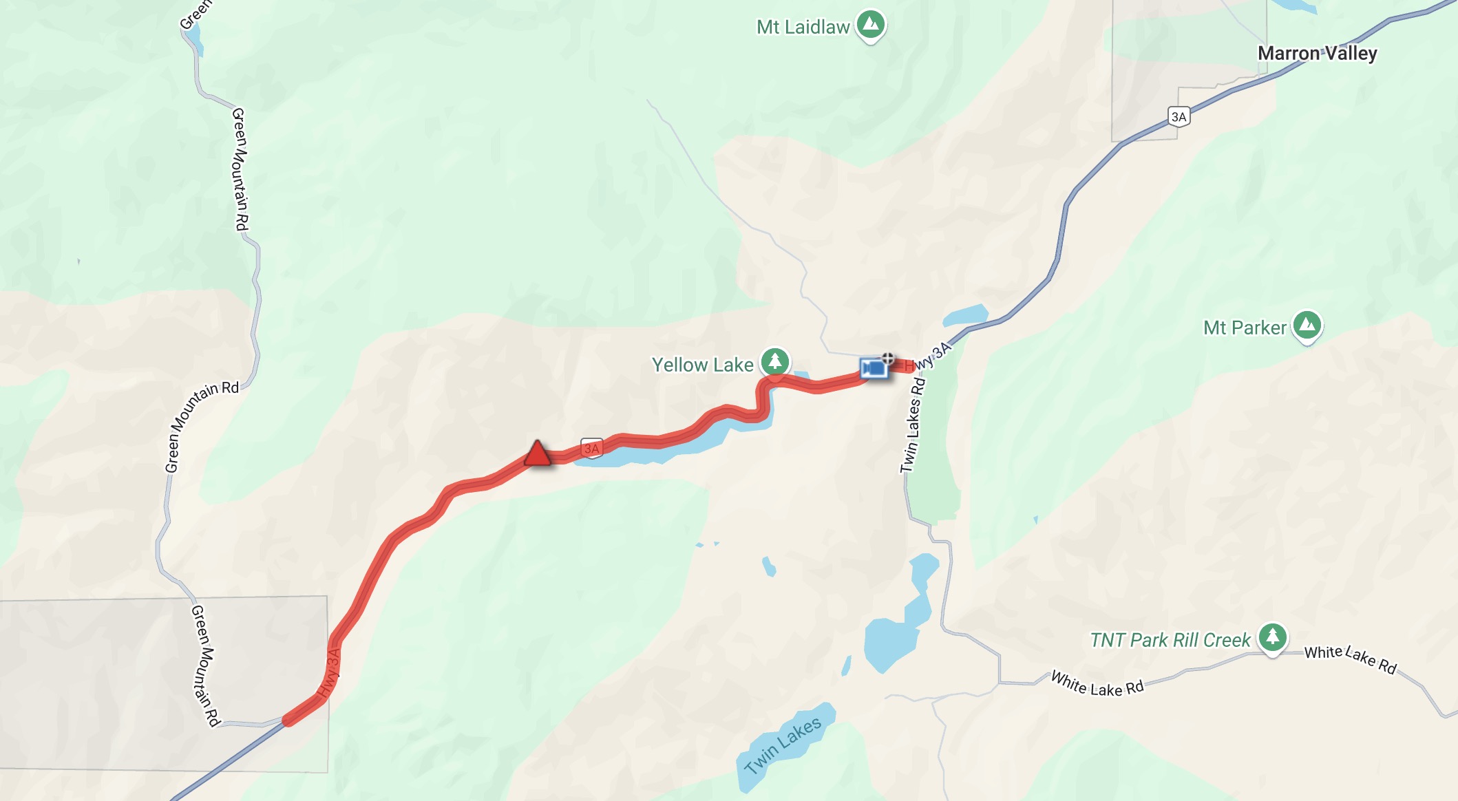 Hwy. 3A rockslide