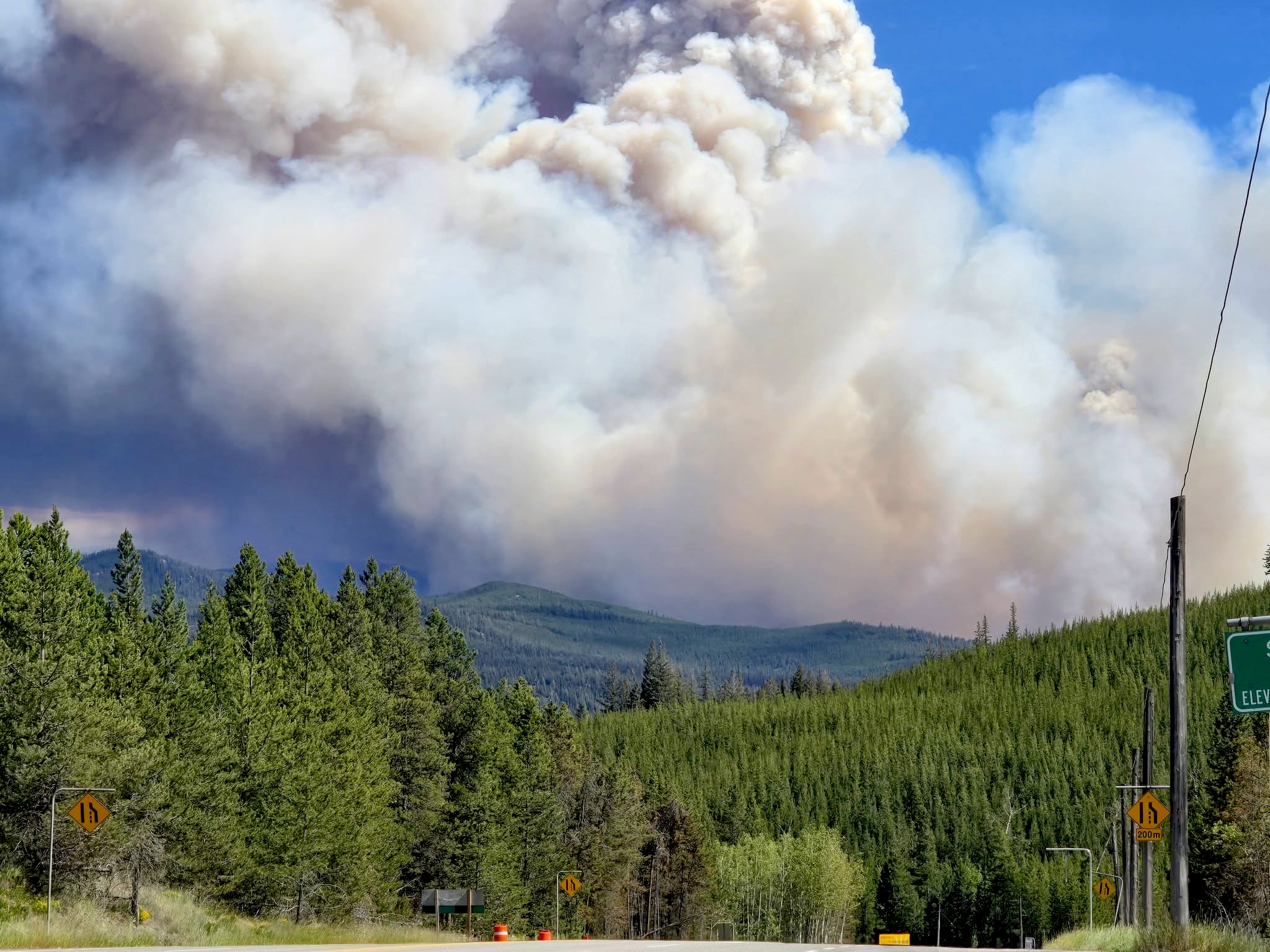 Placer Creek wildfire from Sunday Summit 