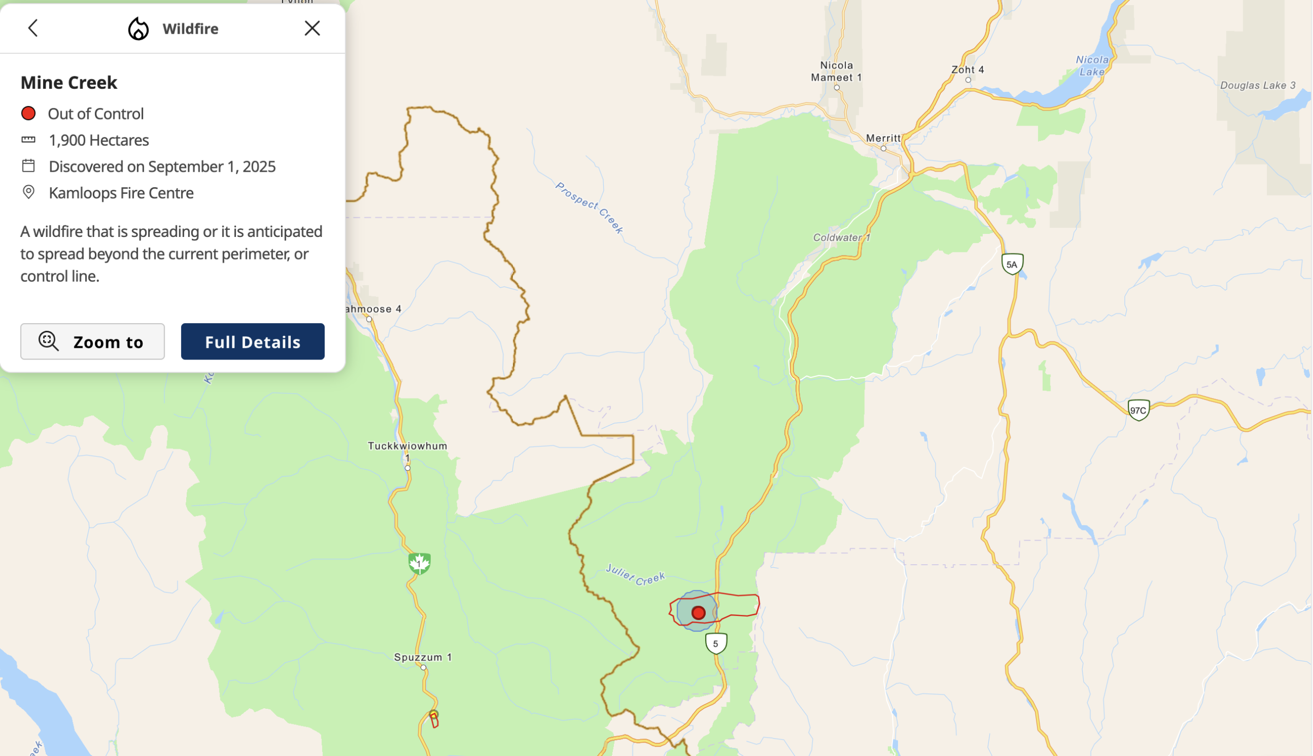 Mine Creek wildfire