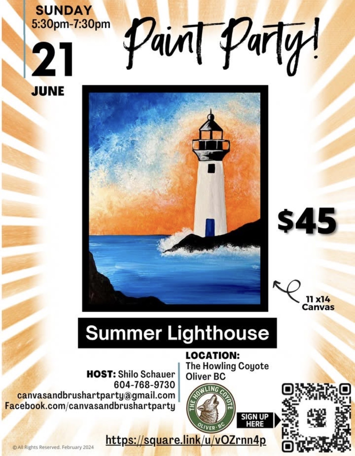 Canvas & Brush Art Party at The Howling Coyote Pub