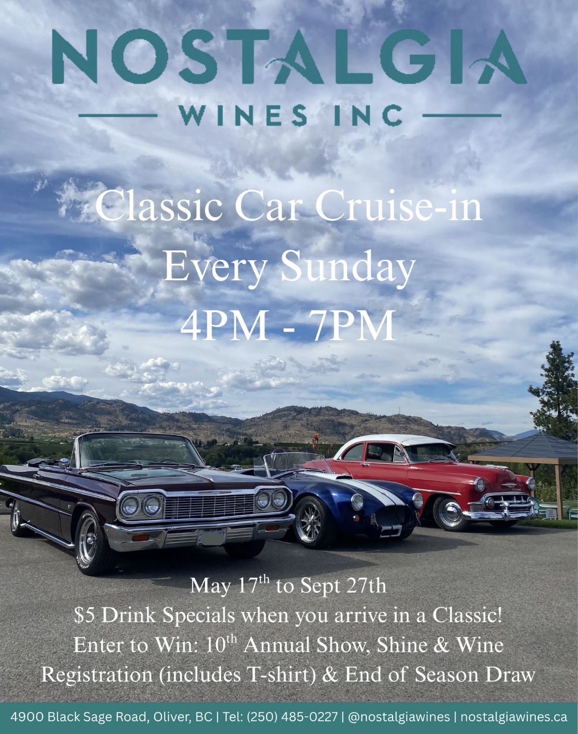 Classic Car Cruise-In at Nostalgia Winery