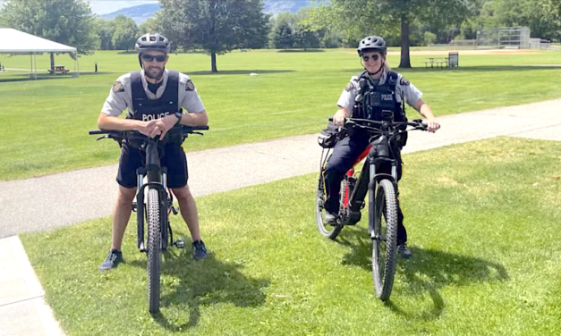 Oliver RCMP on bike patrol along Hike and Bike Trail