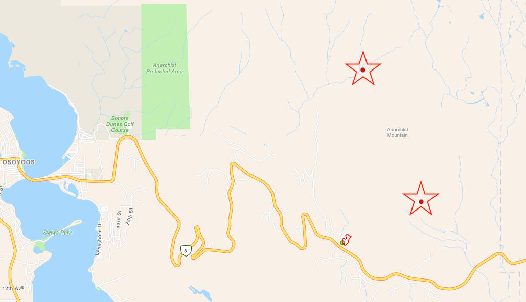 Two new wildfires burning east of Osoyoos